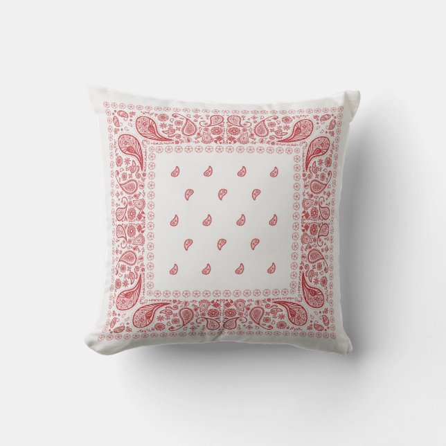Red and White Paisley Design Kudde (Framsida)