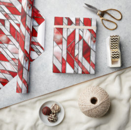 Red and White Patriotic Stached Glass 4:e juli Presentpapper