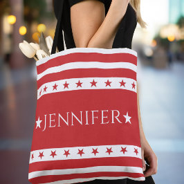 Red and White Patriotic Stars och stripes Anpassni Tygkasse