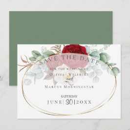 Red and White Peonies with Eucalyptus Löv Inbjudningar