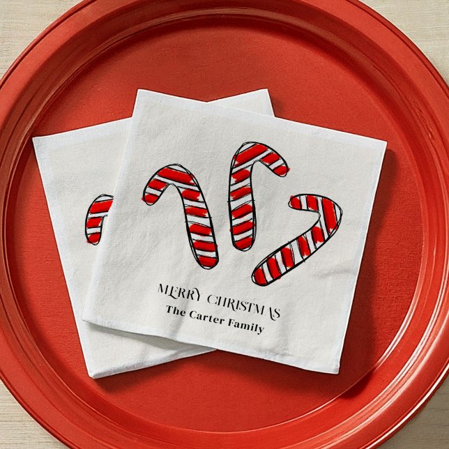 Red and White Peppermint Candy cane jul Pappersservett (Red and White Peppermint Christmas Candy Cane Holiday Party Paper Napkins)