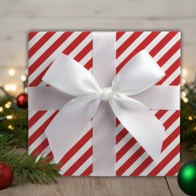 Red and White Peppermint Candy cane Stripe Presentpapper (Skapare uppladdad)