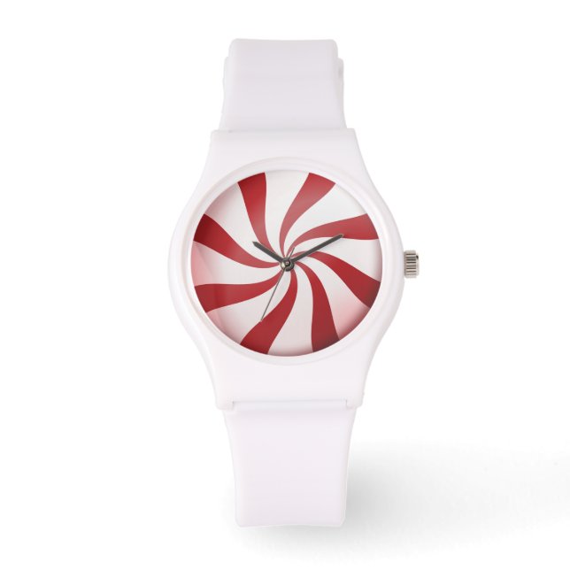 Red and White Peppermint Candy Helgdag Watch Armbandsur (Framsida)