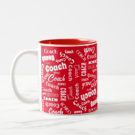 Red and White Personlig Coach Gift Namn Art Två-Tonad Mugg