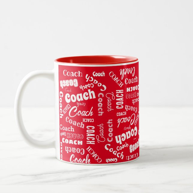 Red and White Personlig Coach Gift Namn Art Två-Tonad Mugg (Vänster)