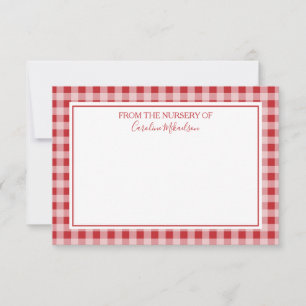 Red and White Personlig Gingham Mönster Tack Kort