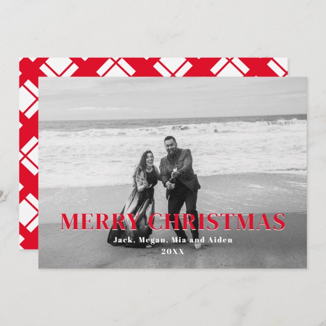 Red and White plaid God jul (Fram/baksida)