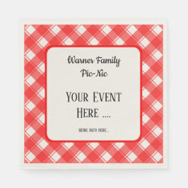 Red and White Plaid Pattern Retro Custom Pappersservett