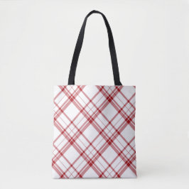 Red and White Play Mönster Tote Bag Tygkasse