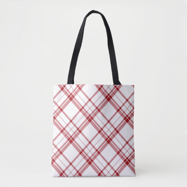 Red and White Play Mönster Tote Bag Tygkasse (Framsida)