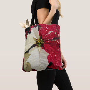 Red and White Poinsettia Helgdag Tygkasse