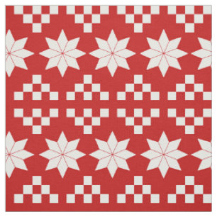 Red and White Poinsettia jul Fabric Tyg