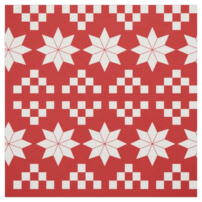 Red and White Poinsettia jul Fabric Tyg (Provkarta)