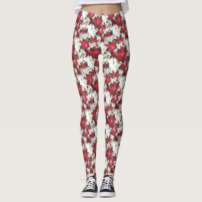 Red and White Poinsettias Leggings (Framsida)