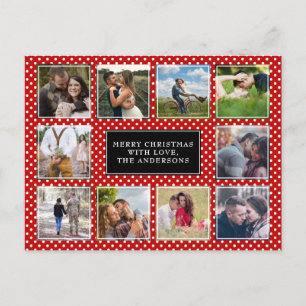Red and White Polka Dot 10 Photo Collage jul Vykort