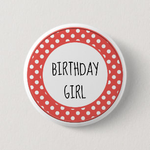 Red and White Polka Dot Child's Birthday Button Knapp