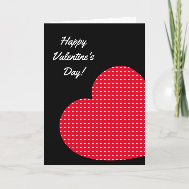 Red and White Polka Dot Heart Valentine Helgkort (Framsida)