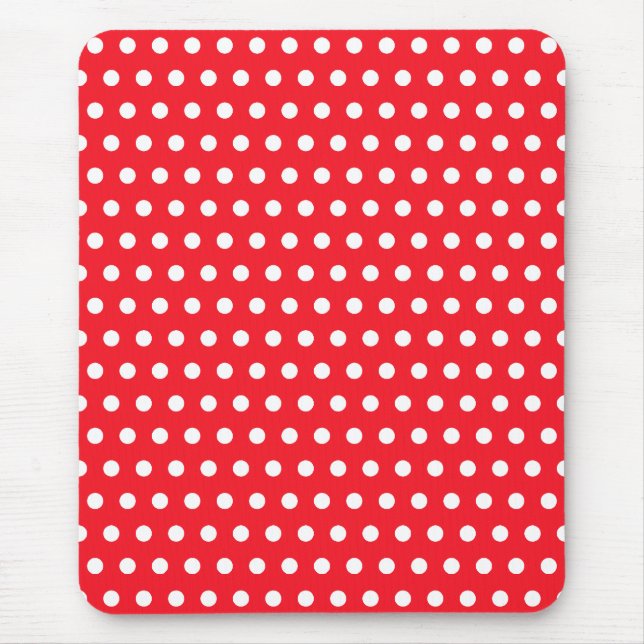 Red and White Polka Dot Mönster. Fläckigt. Musmatta (Framsidan)