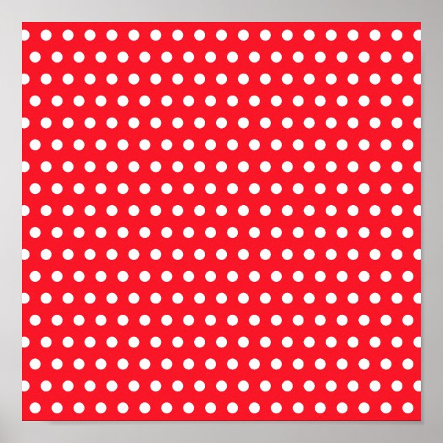 Red and White Polka Dot Mönster. Fläckigt. Poster (Framsidan)