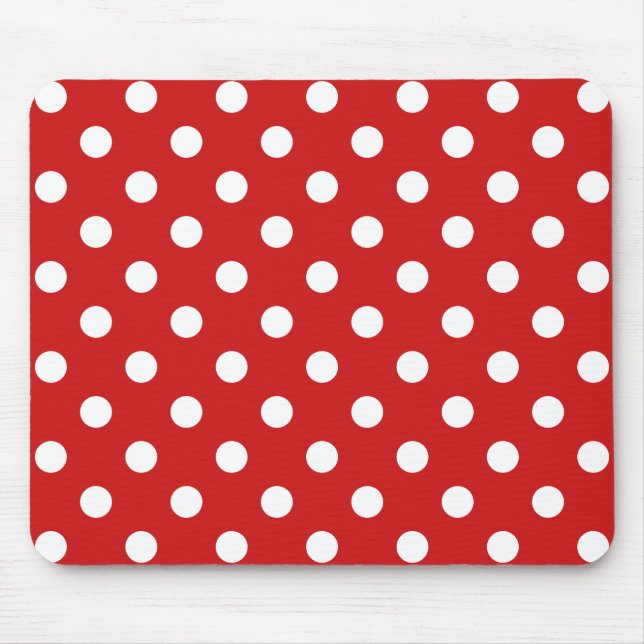 Red and White Polka Dot Mönster Musmatta (Framsidan)