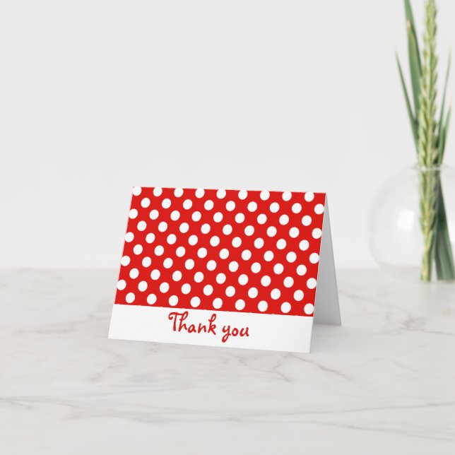 Red and White Polka Dot Tackkort (Framsida)