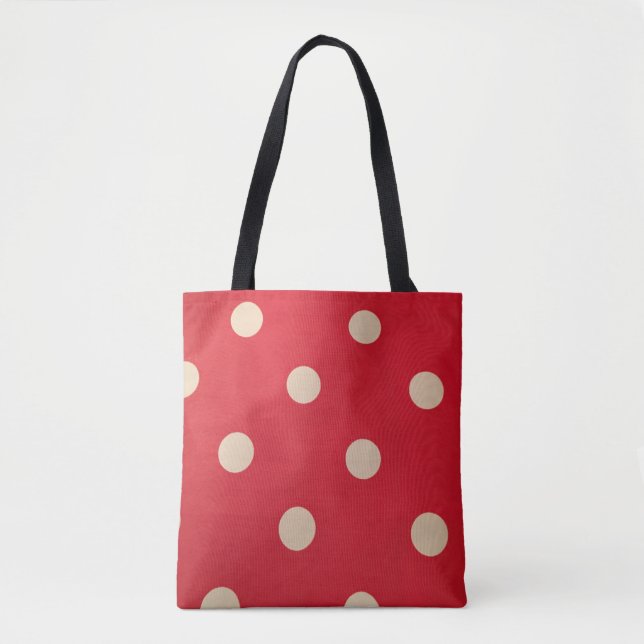 Red and White Polka Dot-Tote Bag Tygkasse (Framsida)