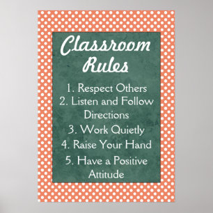 Red and White Polka dots Classroom Regler Poster