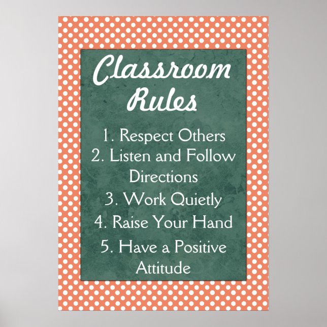 Red and White Polka dots Classroom Regler Poster (Framsidan)