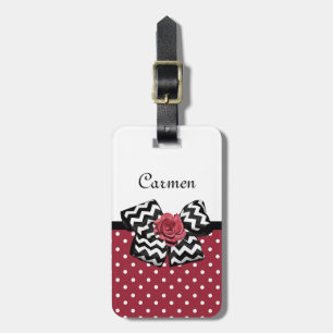 Red and White Polka dots Cute Ro Chevron Bow Bagagebricka