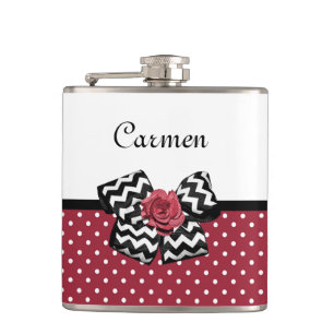 Red and White Polka dots Cute Ro Chevron Bow Fickplunta