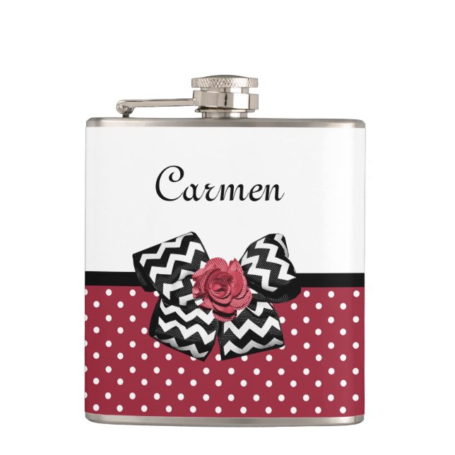 Red and White Polka dots Cute Ro Chevron Bow Fickplunta (Framsidan)