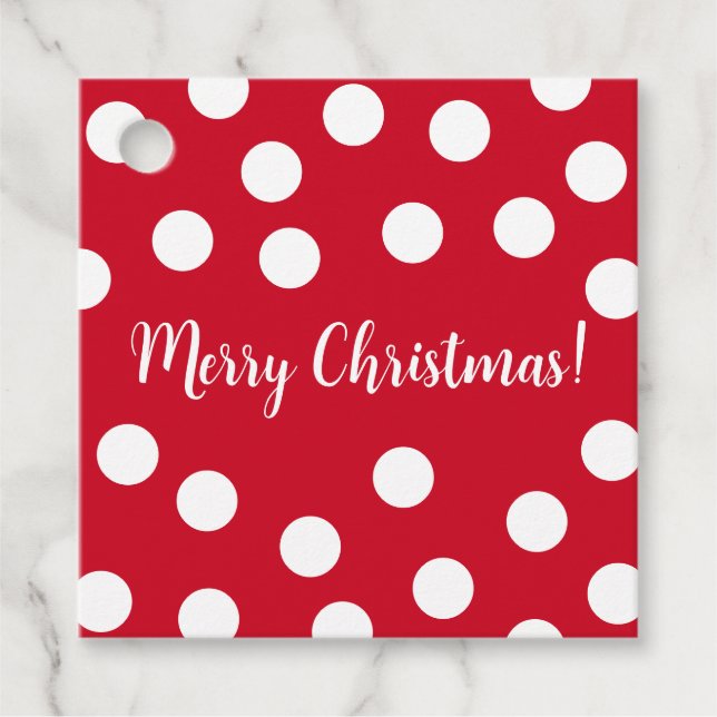 Red and White Polka Dots - personlig jul Gåvor Etiketter (Framsida)