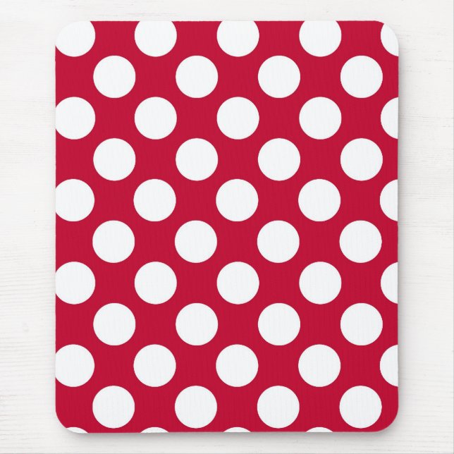Red and White Polkadots Mousepad Musmatta (Framsidan)