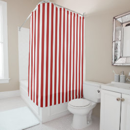 Red and White Rand Bath Shower Curtain