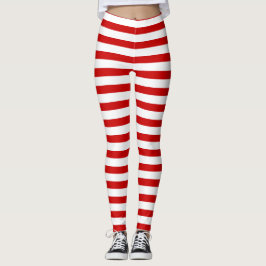 Red and White Rand Cute God Jul Elf Helgdag Leggings