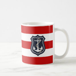 Red and White Rand Nautical Anchor Kaffemugg