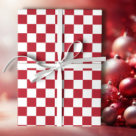 Red and White Retro Check Holiday Presentpapper