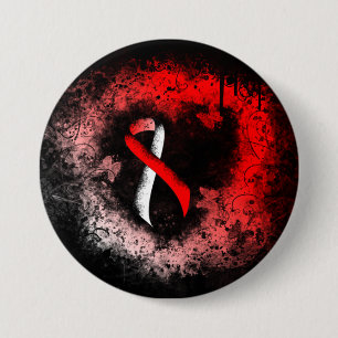 Red and White Ribbon Grunge Heart Knapp
