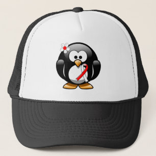Red and White Ribbon Penguin Truckerkeps