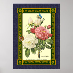 Red and White Ro Botanical Poster