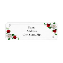 Red and White Ro jul Bröllop Adress Returadress Etikett