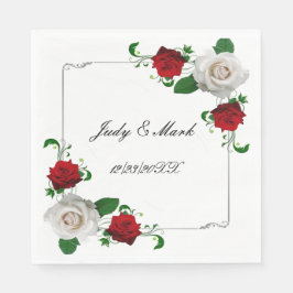 Red and White Ro jul Bröllop Pappersservett
