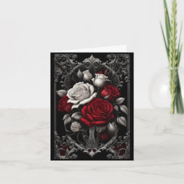 Red and White Ro Ornate Ram Goth Valentine Helgkort