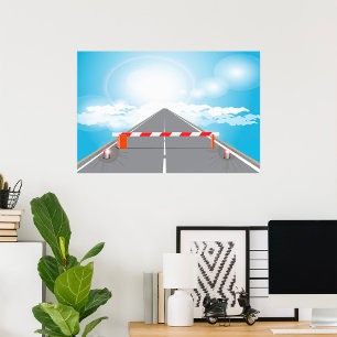 Red and White Road Barrier blockerad åtkomst Poster