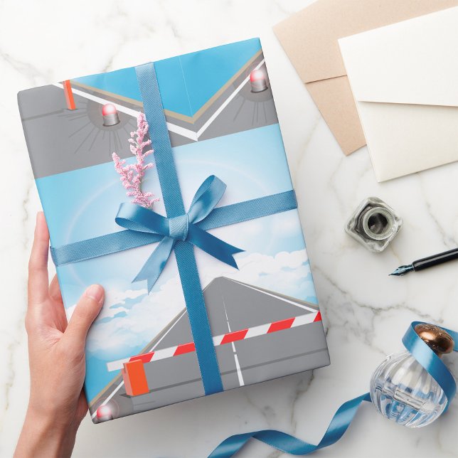 Red and White Road Barrier blockerad åtkomst Presentpapper (Skapare uppladdad)