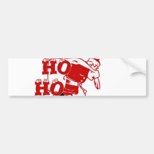 Red and White Santa Walking Ho Ho Art Print Bildekal