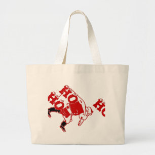 Red and White Santa Walking Ho Ho Art Print Jumbo Tygkasse