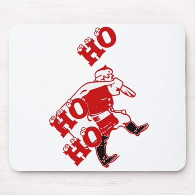 Red and White Santa Walking Ho Ho Art Print Musmatta (Framsidan)