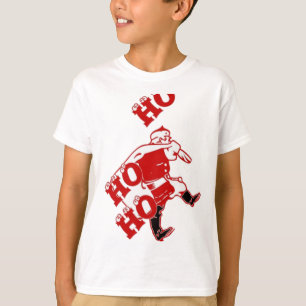 Red and White Santa Walking Ho Ho Art Print T Shirt