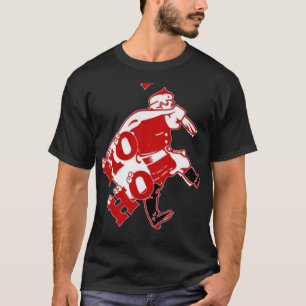 Red and White Santa Walking Ho Ho Art Print T-shirt